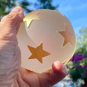 CORREIA ART GLASS GLOBE PAPERWEIGHT GOLD IRIDESCENT STARS FROSTED GLASS SIGNED